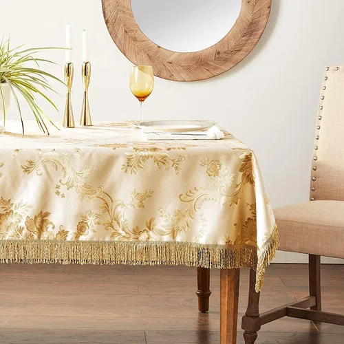 Miniatura 6 de Violet Linen Majestic Damask - Mantel con diseño de damasco, color beige, 54 x 72 pulgadas, rectangular