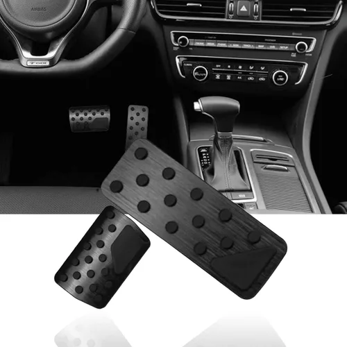 Horry Aleación de aluminio sin perforaciones antideslizante pedal de freno cubierta de pedal de freno Kit de accesorios interiores 2 piezas para