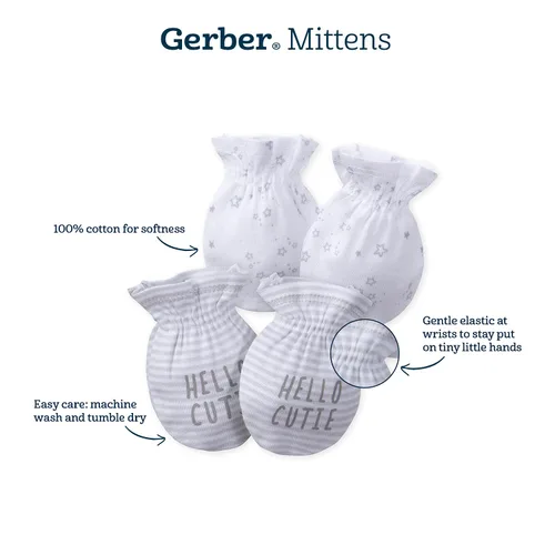 Miniatura 4 de Gerber Paquete de 8 y 12 manoplas antiarañazos para niñas, Rosa claro