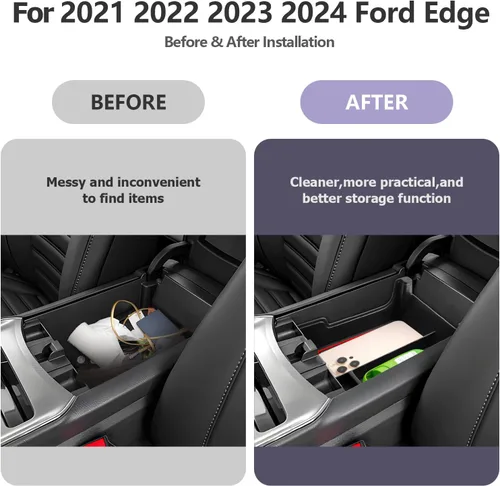 Miniatura 2 de LUWU Bandeja organizadora para consola central Ford Edge 2024 2020 2021 2022 2023 2024 Ford Edge SE/SEL/ST-Line/Titanio/ST, organizador de consola