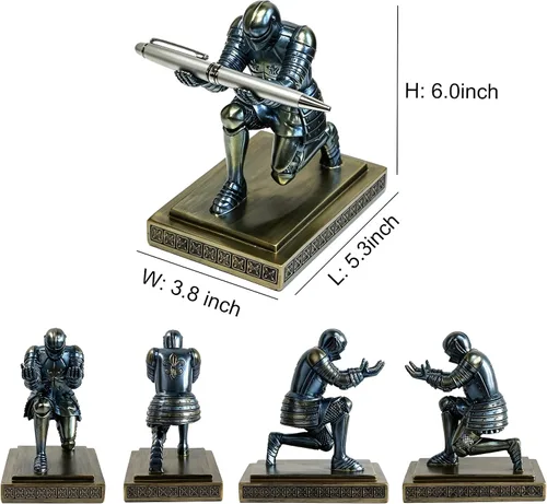 Miniatura 9 de Soporte para bolígrafos de resina, diseño de soldado ejecutivo, organizador de escritorio, elegante soporte para bolígrafos, decoración