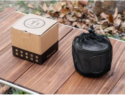 Miniatura 5 de KAPILA Taza de titanio de 16.9 fl oz, taza ligera para mochileros, camping, mango plegable, olla de titanio con tapa, camping, senderismo, picnic