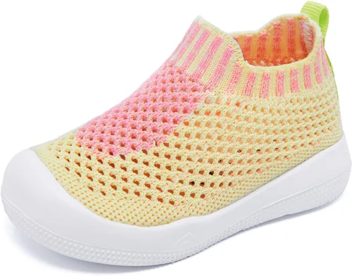 Engtoy Zapatos de bebé para niños y niñas, zapatos para caminar, ligeros, transpirables, de malla, zapatos antideslizantes con suela de goma suave