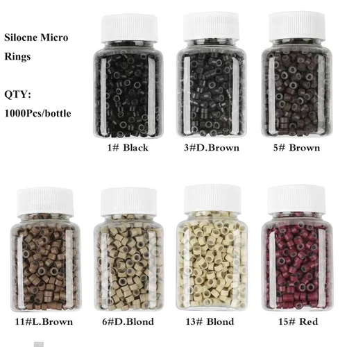 Miniatura 2 de 1000 anillos de silicona con microeslabones de 0.197 pulgadas, cuentas forradas para extensiones de cabello (1000 unidades (paquete de 1)