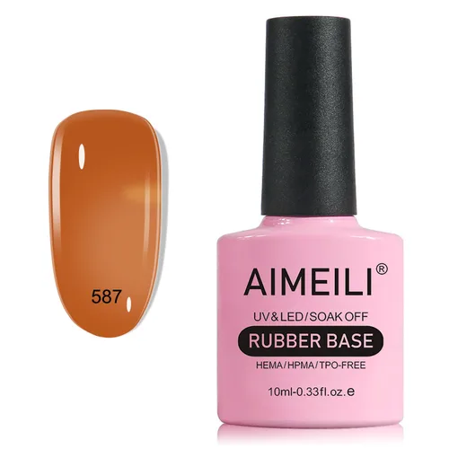 AIMEILI Gel base de goma para uñas, esmalte de uñas de gel transparente UV LED sin hema, 4 en 1 para fortalecer, mejorar, capa base, color (587) 0.3