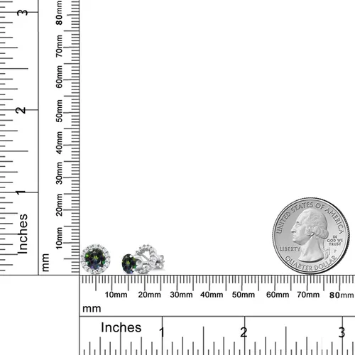 Miniatura 193 de Gem Stone King Aretes redondos de plata de ley 925 de 0.236 in con piedra natal extraíble para mujer