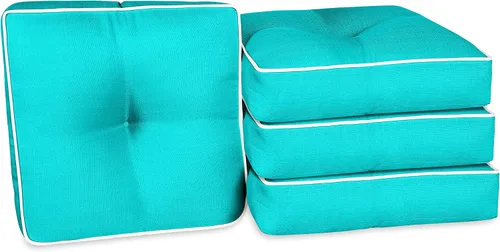 Miniatura 12 de Suntastic O'Linen - Juego de 4 cojines de mimbre para asiento de exterior e interior, para muebles de patio, 18 x 19 x 5 pulgadas, naranja quemado