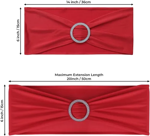 Miniatura 5 de Babenest Fajas de elastano para silla con lazos 30 piezas, banda elástica premium para silla con hebilla deslizante, lazos universales elásticos Rojo