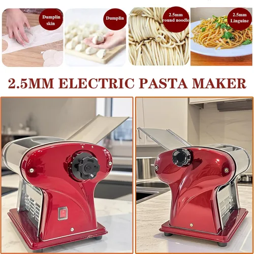 Miniatura 4 de Máquina de prensado de masa eléctrica para hacer fideos domésticos Cortador de 0.098 in incorporado 135 W 11.0 lbs/H Salida para uso doméstico