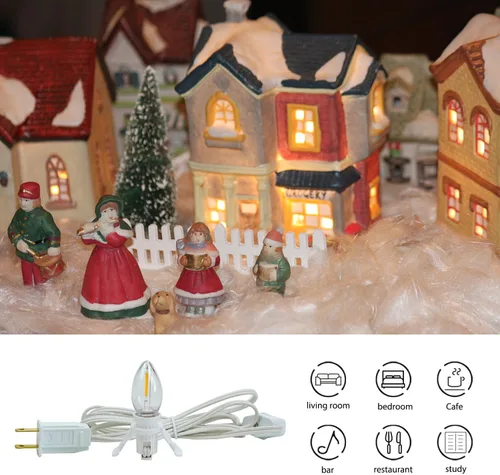 Miniatura 8 de Cable de accesorio con bombillas LED C7, cable de luz de molde de soplado de interior de 6 pies con enchufes macho y hembra para Halloween, Paquete
