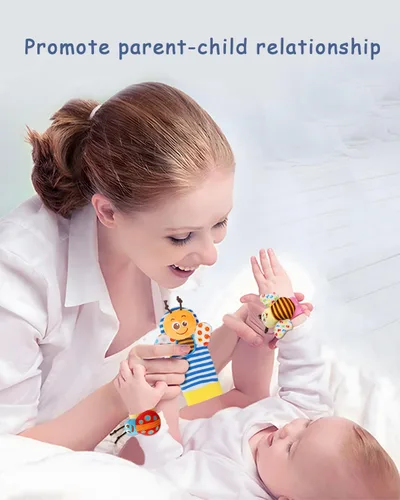 Miniatura 3 de Bloobloomax Juego de calcetines de sonajero de muñeca y buscador de pies, juguetes para bebés de 0 a 36 meses, juguetes de manos y pies para recién