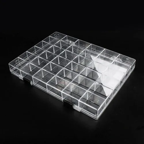 Miniatura 2 de Caja organizadora de plástico transparente de 36 rejillas, contenedor de almacenamiento de manualidades para organizador de cuentas, arte