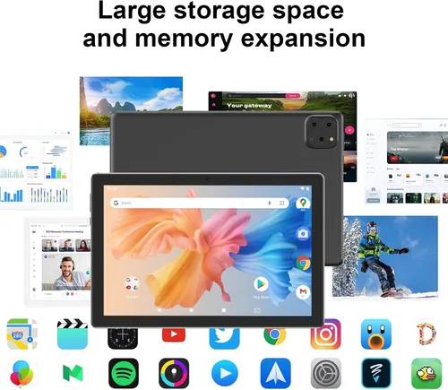 Miniatura 3 de Tablet Android 15 de 10 pulgadas, 12 (3+9) GB RAM+64GB ROM, tabletas 2 en 1 con funda de teclado y mouse Stylus, procesador de cinco núcleos de 1.8
