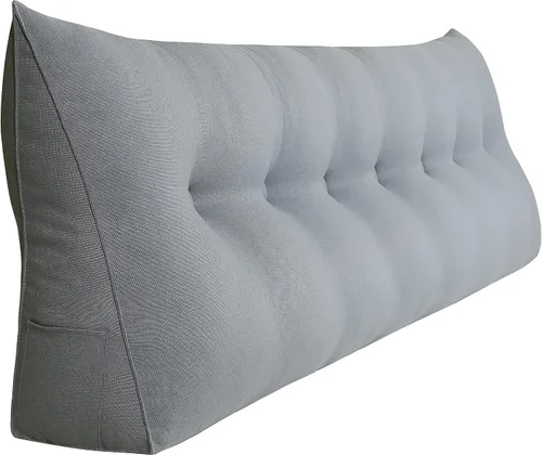 Miniatura 7 de WOWMAX Almohada de lectura grande con respaldo triangular para cabecero y respaldo de posicionamiento, almohada de cuña para cama y sofá con funda
