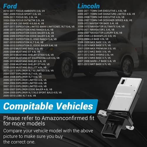 Miniatura 3 de Sensor de flujo de aire masivo 3L3A-12B579-BA, sensor MAF apto para Ford F150/F250/E150/E250/Crown