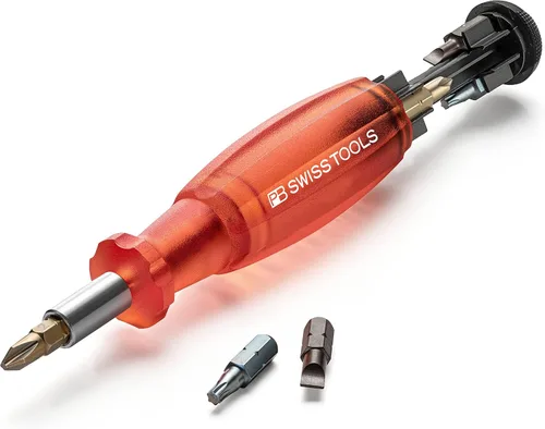 Miniatura 2 de PB Swiss Tools Soporte para puntas de destornillador PB 6464.Rojo 100% fabricado en Suiza Destornillador Mutlitool con puntas en el mango