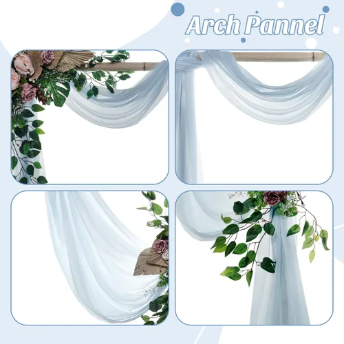 Miniatura 5 de MDS Paquete de 2 paneles de cortina de arco de boda (30 pulgadas de ancho x 30 pies de largo) tela de gasa transparente para boda, ceremonia, Azul