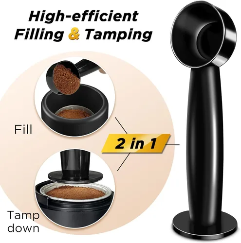 Miniatura 5 de CAPMESSO Kit de recarga de cápsulas Vertuo reutilizables, sellado más rápido, cápsulas Nespresso Vertuo reutilizables con cepillo de llenado