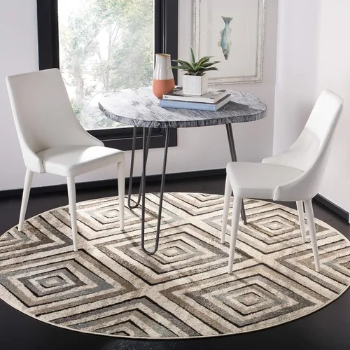 Miniatura 7 de SAFAVIEH Amsterdam Collection AMS109A - Alfombra para pasillo, 2 pies 3 pulgadas x 8 pies, color crema y beige, diseño geométrico de diamante,