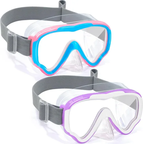 Miniatura 15 de Vvinca Kids-Goggles with Nose Cover, Diving Mask Elastic Fabric Strap Anti Fog Anti Shattered Lens for Kids Swim Goggles 3-14 11-verde