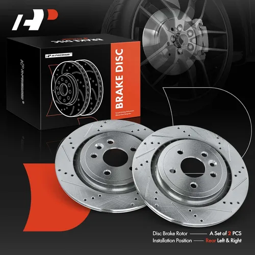 Miniatura 7 de A-Premium Rotores de freno de disco traseros perforados y ranurados de 11.89 pulgadas (11.890 in) compatibles con modelos Volvo - S60 2011-2018