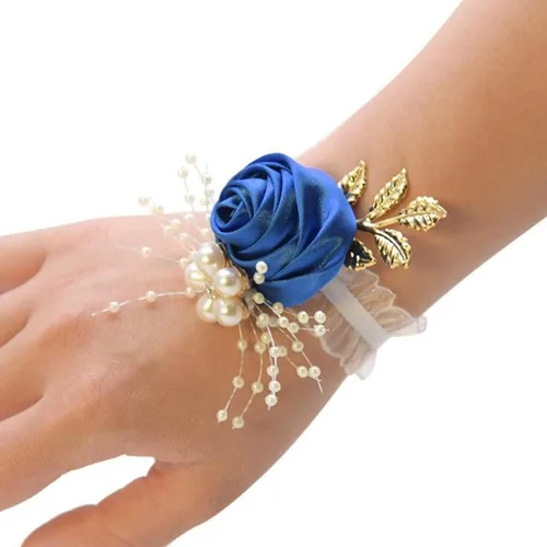Miniatura 9 de 1 pieza flor de muñeca, boda dama de honor, novia, decoración de ramillete de muñeca, flor de mano, champán