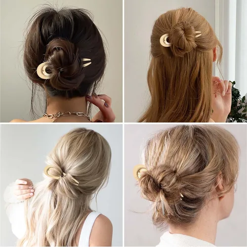 Miniatura 6 de ANBALA 3 horquillas francesas de metal para el cabello para mujeres, rizos franceses para moños, recogidos, elegante y fuerte, clip ondulado que