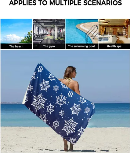 Miniatura 6 de PIEPLE Juego de 3 toallas de baño, toalla de baño de copo de nieve de Navidad súper suave y absorbente, toalla de mano, toalla de playa de lujo
