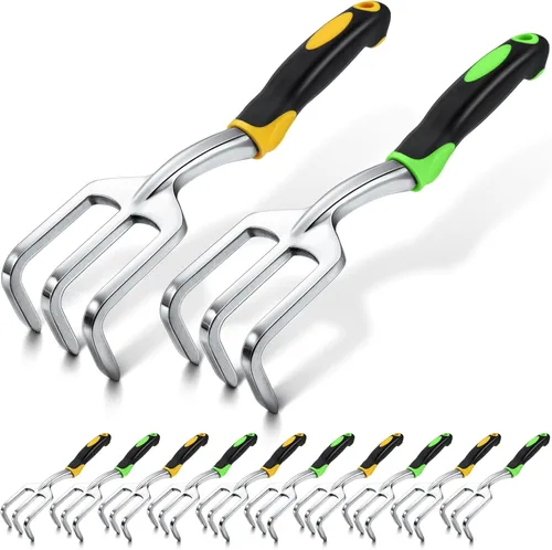 Miniatura 8 de Yaocom 12 piezas de rastrillos de mano, mini cultivador de jardín de alta resistencia, rastrillo pequeño de 11 pulgadas con mango para excavar