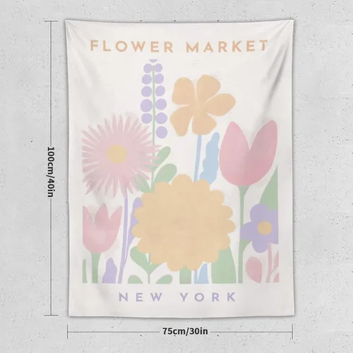 Miniatura 2 de Chordity Tapices Estéticos de Mercado de Flores Botánicas Danesas en Tonos Pastel para Colgar en la Pared Tapiz Bandera Decorativa Para Decoración