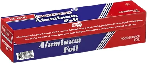 Miniatura 5 de Papel de aluminio resistente de 18 pulgadas x 500 pies, grado comercial para la industria de servicios de alimentos, papel aluminio plateado