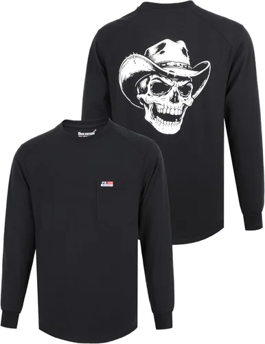 Miniatura 11 de BOCOMAL Camisas FR de manga larga con cuello redondo EX Soft Heather Series 6oz peso medio resistente al fuego camiseta de trabajo CAT2