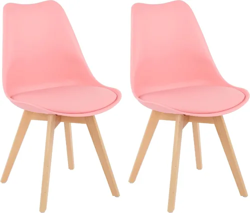 Miniatura 16 de LSSBOUGHT Sillas de comedor modernas de mediados de siglo, silla auxiliar de plástico con acolchado suave y patas de madera para comedor, sala