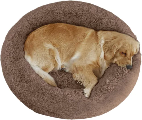 Miniatura 7 de Bunlitent Cama para perro de 23 pulgadas, cama calmante antiansiedad para perros pequeños, cama de dona, cálida, acogedora, suave, linda, redonda