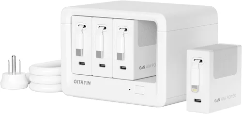 Miniatura 9 de Gitryin 12-in-1 Desktop Charging Station with 3 Retractable Type-C Charger Blocks, 1 Micro and 1 Lightning Charger, 4 USB C Ports, 160W Fast