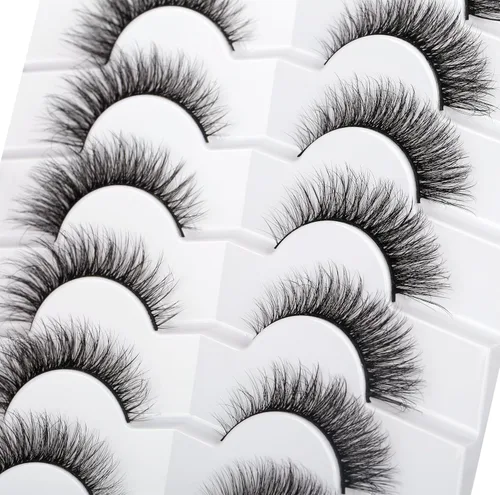 Miniatura 624 de Pooplunch - Pestañas postizas finas de visón sintético, estilo ojo de gato, naturales, cruzadas, tipo racimo, efecto 8D de volumen, tiras