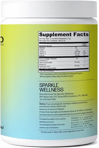 Miniatura 3 de Sparkle Wellness VERISOL - Péptidos de colágeno hidrolizados bioactivos Suplemento de colágeno en polvo con vitamina C y ácido hialurónico