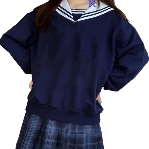Miniatura 2 de Wrenpies Women Sweatshirts Cotton Hoodie Aesthetic Pullover Turn-Down Collar Sweatshirt for Girls Kawaii Clothes Pocket Tops