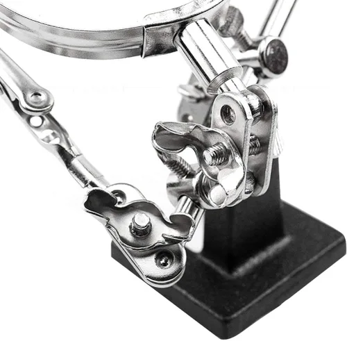 Miniatura 2 de Soporte de lupa de manos de ayuda con clips de cocodrilo dobles ajustables – Lupa FEITA 5X perfecta para soldar, manualidades, pasatiempos, micro