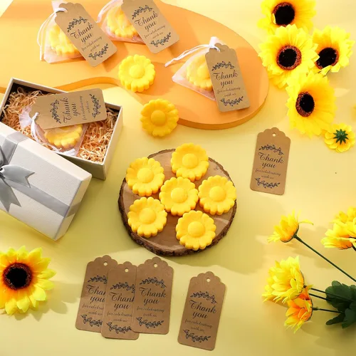 Miniatura 5 de Juego de 25 mini jabones de girasol para regalos de fiesta de boda, regalos de despedida de soltera, jabón de baby shower, regalos para invitados