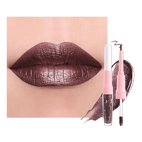 Miniatura 12 de evpct Juego de delineador de labios y lápiz labial metálico rosa claro, para mujeres, de larga duración, impermeable, 24 unidades, color rosa claro