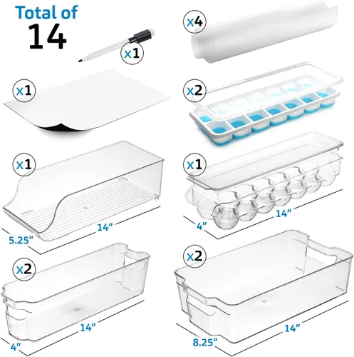 Miniatura 6 de Organizador de nevera - 8 piezas de contenedores organizadores de refrigerador - Organización y almacenamiento de despensa para nevera