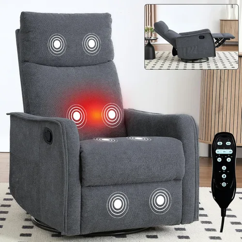 Miniatura 19 de Silla reclinable con masaje y calor, silla reclinable giratoria con respaldo alto, sillones reclinables manuales Lazy Boy para adultos, silla