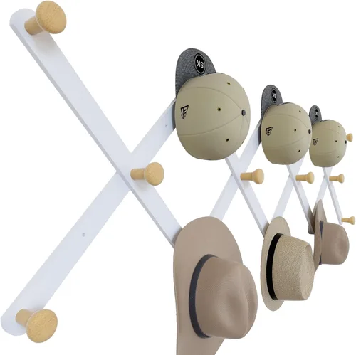 Miniatura 11 de SKOLOO Perchero Grande para Sombreros de Pared, Colgador de Pared de Acordeón de Madera, Moderno, Ganchos Expandibles para Abrigos, Perchero