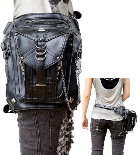 Miniatura 2 de Rebajas Cyber Monday Ofertas Venta Steampunk Riñonera Bolso para cintura Moda Gótico Hombro Bandolera Bandolera Muslo Pierna Capucha Bolsa de Viaje