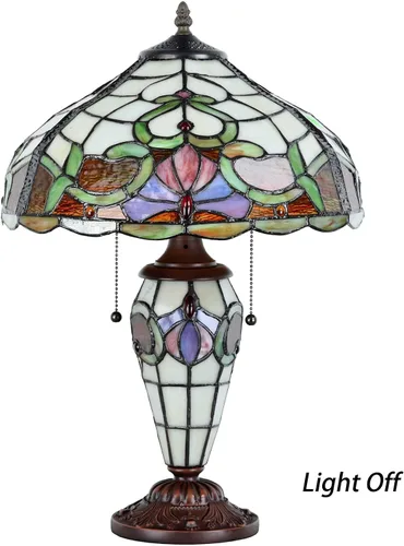 Miniatura 4 de Bieye L10800 Lámpara de mesa barroca estilo Tiffany con base iluminada para mesita de noche, sala de estar, dormitorio, 14 pulgadas de ancho x 21