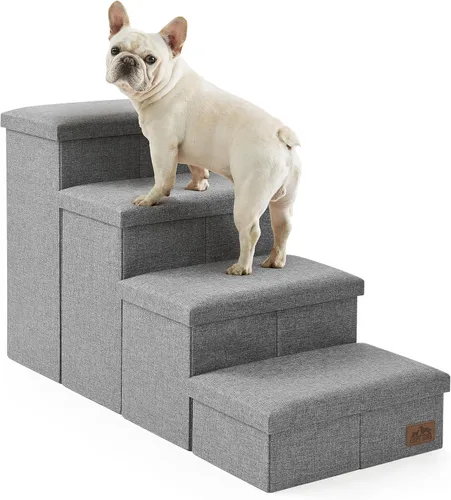 Miniatura 16 de Escaleras para perros con almacenamiento, escalones resistentes de 4 escalones más anchos para perros pequeños, medianos y grandes, rampa para Gris