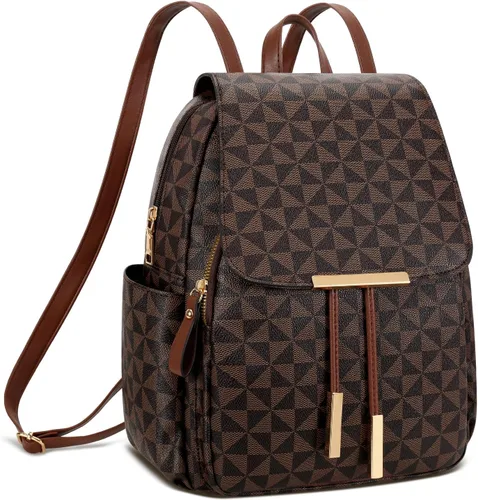 Miniatura 12 de KKXIU - Mochila de cuero de moda para mujeres y damas, bolsa de viaje y para el día, con correa para los hombros, A-Negro, Mediana, Mochila