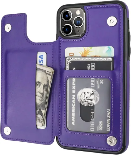 Miniatura 11 de OT ONETOP - Funda tipo cartera para iPhone 11 Pro Max con tarjetero y ranuras para tarjetas, doble cierre magnético y funda duradera a prueba de Oro