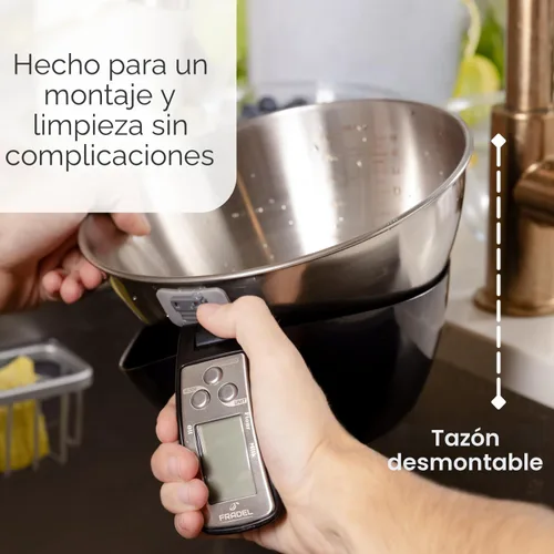 Miniatura 6 de Fradel Báscula digital de cocina con cuenco, 11 libras, gramos y onzas, tazón de mezcla extraíble, apto para lavavajillas, color negro